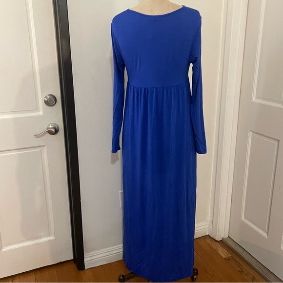 MATERNITY AAMILIFE Maternity V-Neck Long Sleeve Ruched Waist Dress - Picture 9 of 12